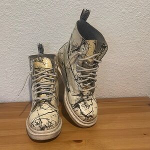 Dr. Martens Cream and Black Lace Up Boots